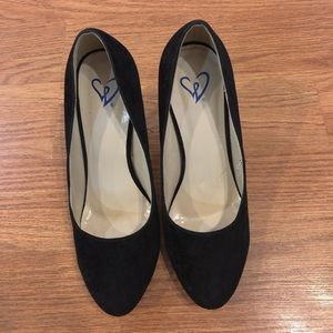 Black suede heels